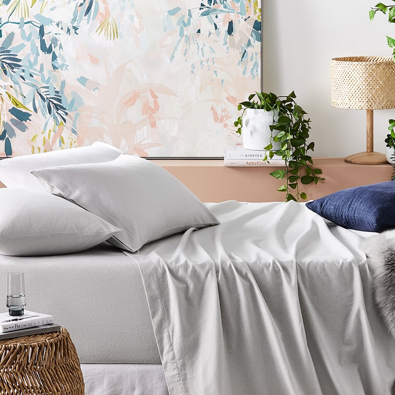 Plain Dyed Flannelette Grey Sheet Set