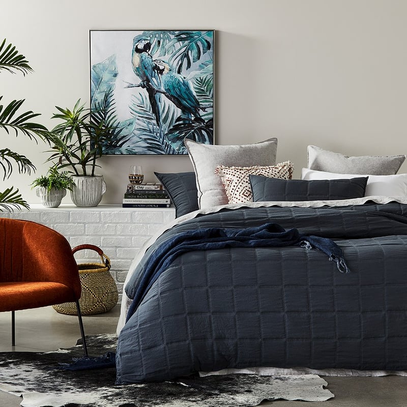 Kristin Navy Quilted Quilt Cover Set + Separates