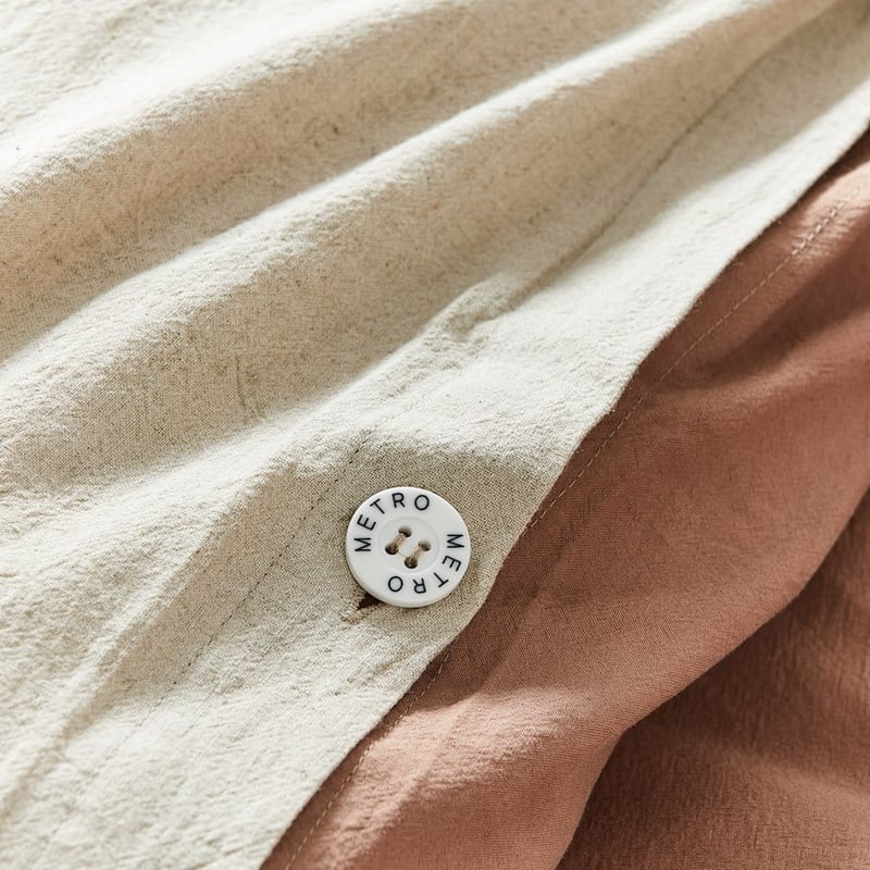 Olsen Linen Cotton Queen Natural & Clay Quilt Cover Set + Separates