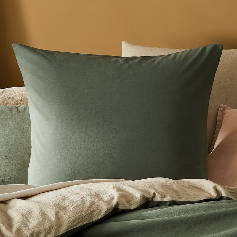 Olsen Linen Cotton Queen Natural & Khaki Quilt Cover Set + Separates