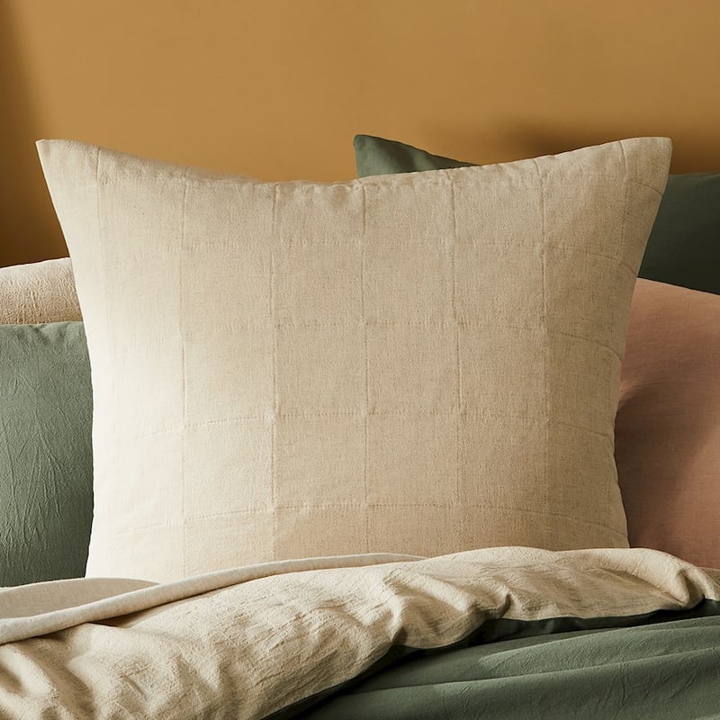 Olsen Linen Cotton Queen Natural & Khaki Quilt Cover Set + Separates