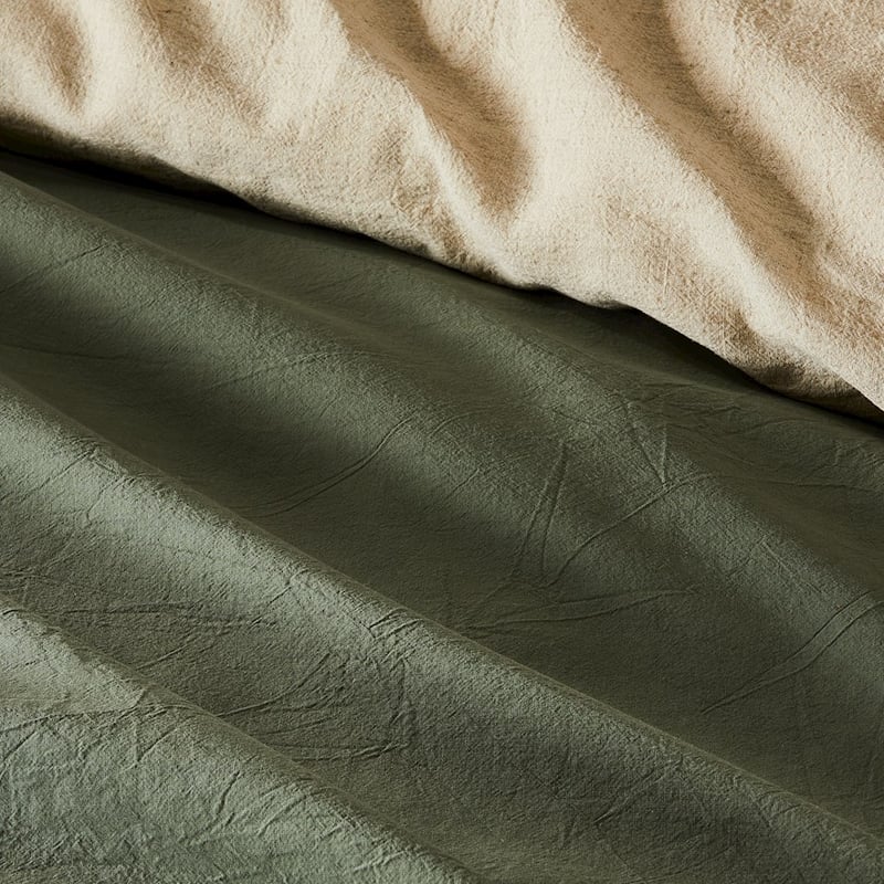 Olsen Linen Cotton Queen Natural & Khaki Quilt Cover Set + Separates