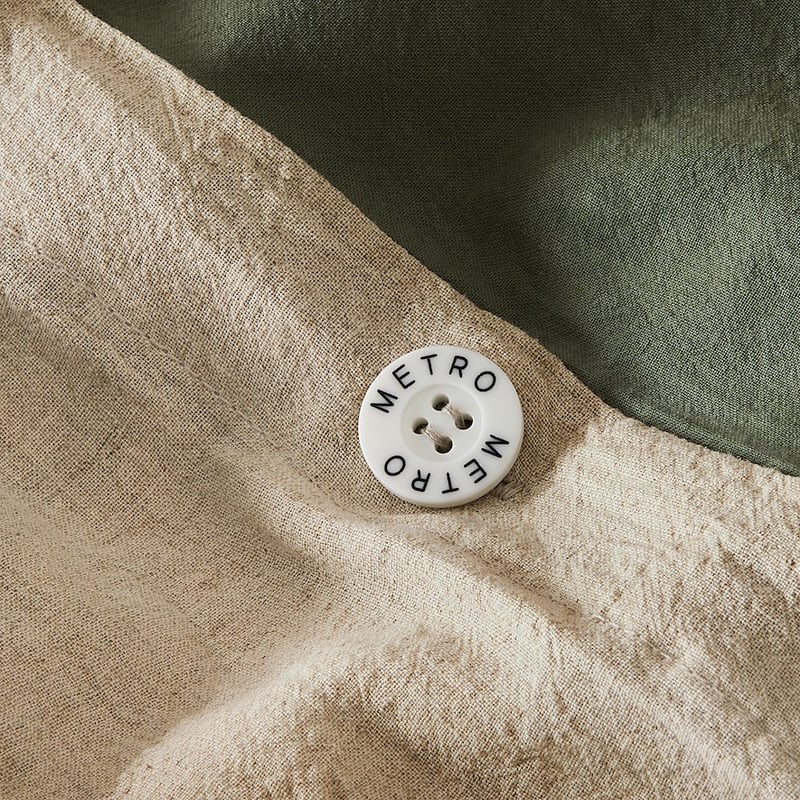 Olsen Linen Cotton Queen Natural & Khaki Quilt Cover Set + Separates