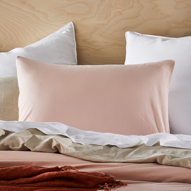 Olsen Linen Cotton Queen Natural & Pink Quilt Cover Set + Separates