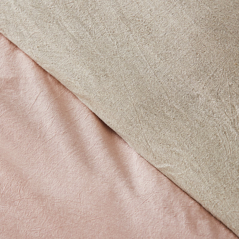 Olsen Linen Cotton Queen Natural & Pink Quilt Cover Set + Separates