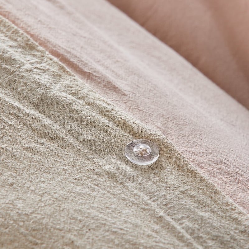 Olsen Linen Cotton Queen Natural & Pink Quilt Cover Set + Separates
