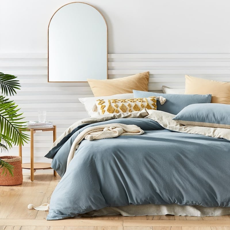 Olsen Linen Cotton Queen Natural & Sage Quilt Cover Set + Separates