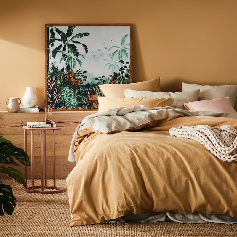 Olsen Linen Cotton Queen Natural & Wheat Quilt Cover Set + Separates