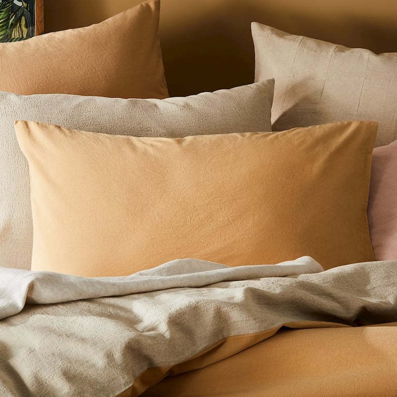 Olsen Linen Cotton Queen Natural & Wheat Quilt Cover Set + Separates