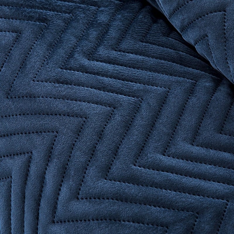 Lee Velvet Navy Quilted Quilt Cover Set + Separates