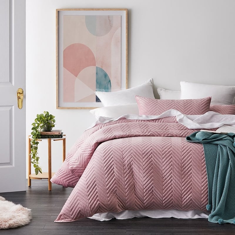 Lee Velvet Pink Quilted Quilt Cover Set + Separates