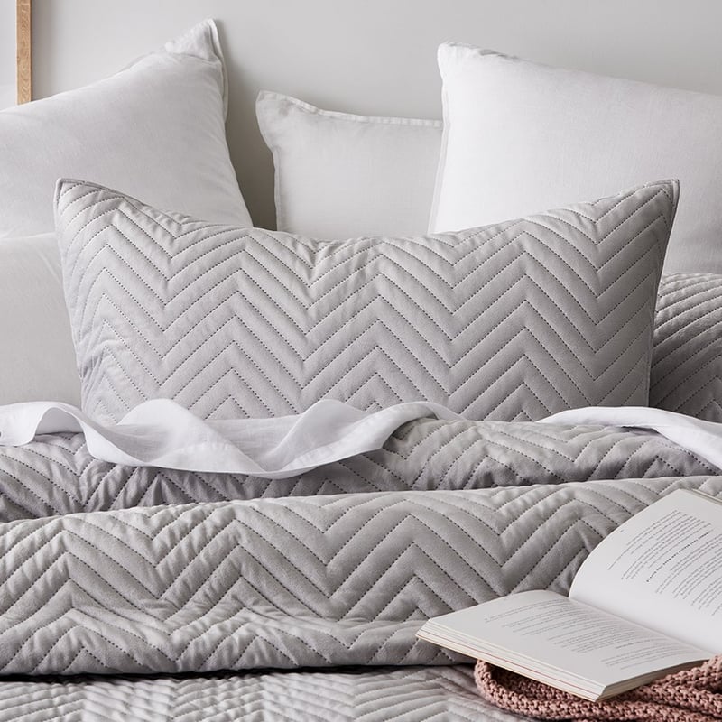 Lee Velvet Silver Quilted Quilt Cover Set + Separates