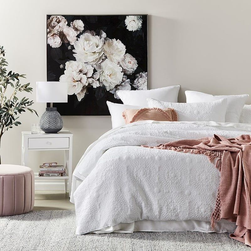 Amelie White Quilted Quilt Cover Set + Separates