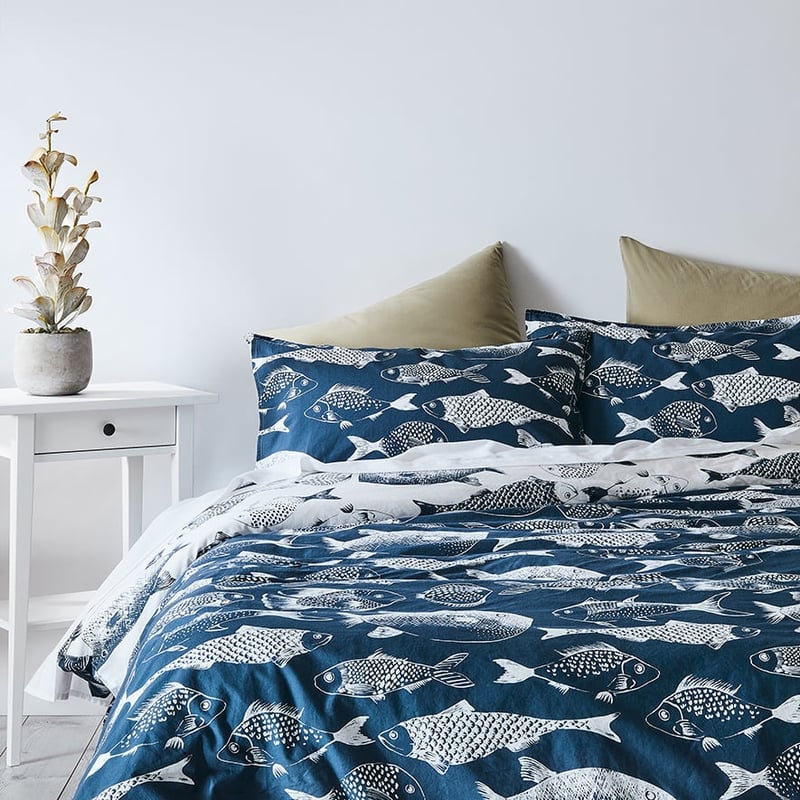 Something Fishy Navy Quilt Cover Set + Separates