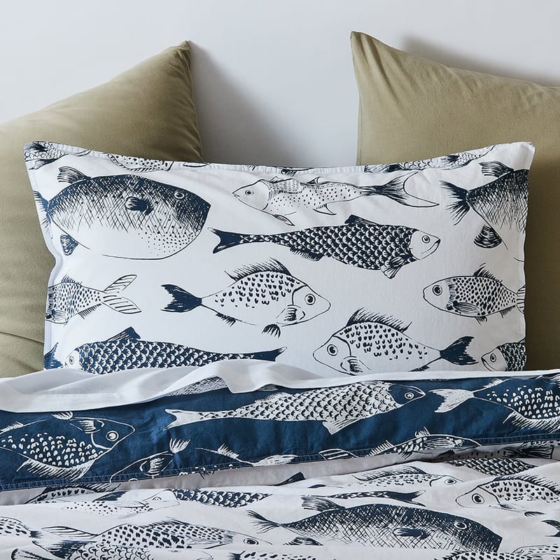 Something Fishy Navy Quilt Cover Set + Separates