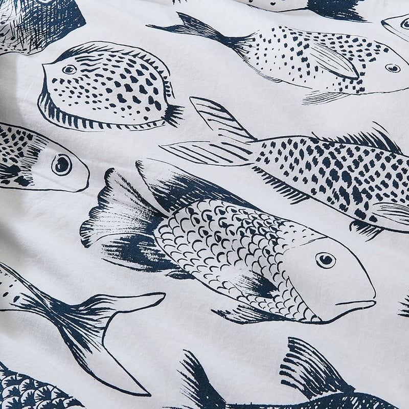 Something Fishy Navy Quilt Cover Set + Separates