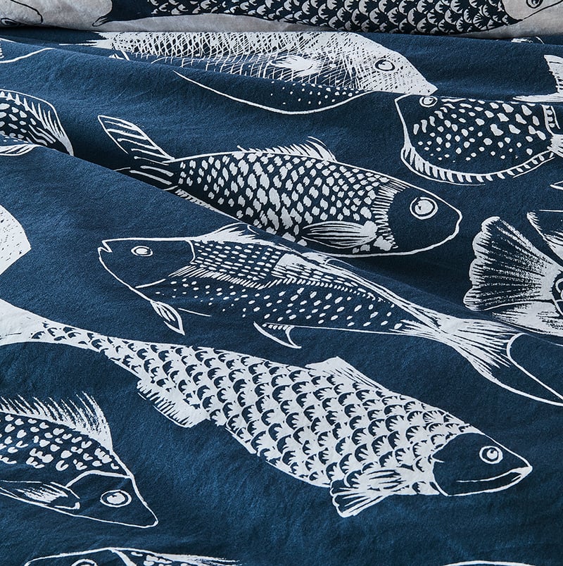 Something Fishy Navy Quilt Cover Set + Separates
