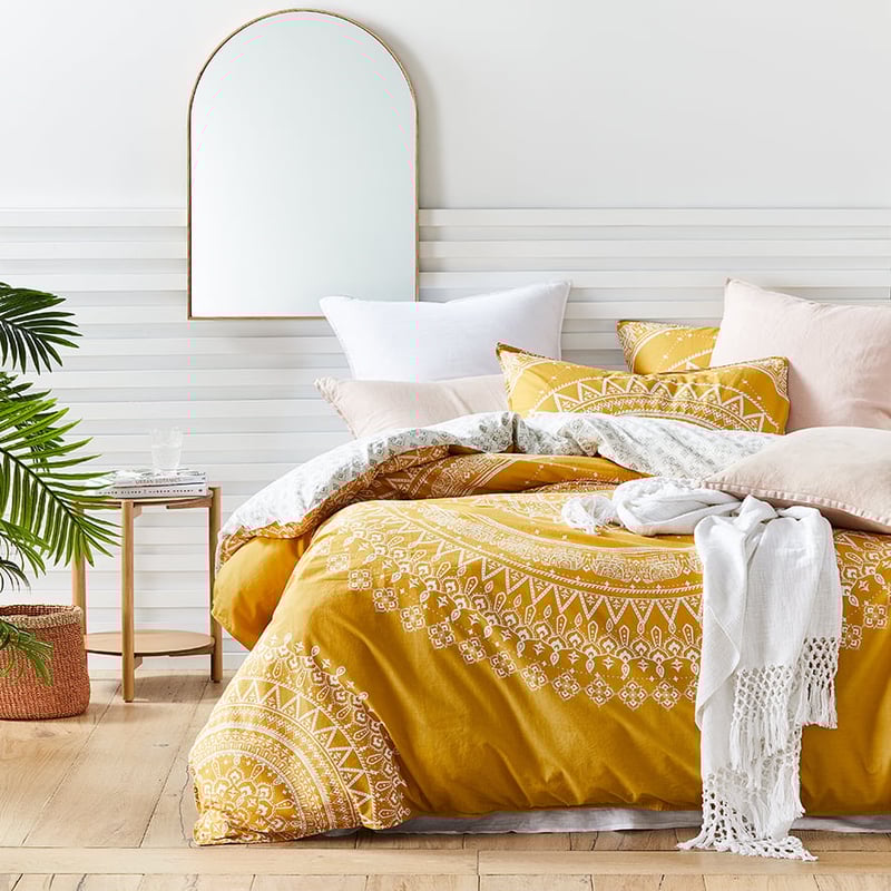 Mandala Mustard Quilt Cover Set + Separates