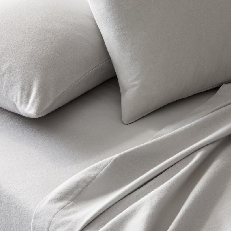 Plain Dyed Flannelette Silver Sheet Set + Pillowcases