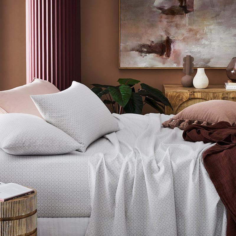 Printed Flannelette Silver Moroccan Quilt Cover Set + Pillowcases