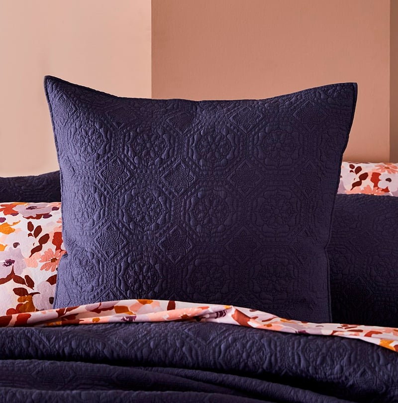 Mable Quilted Navy Pillowcase