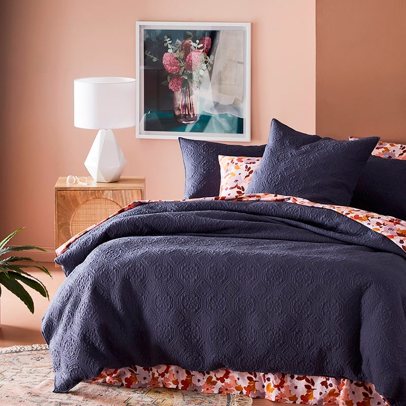 Mable Quilted Navy Pillowcase