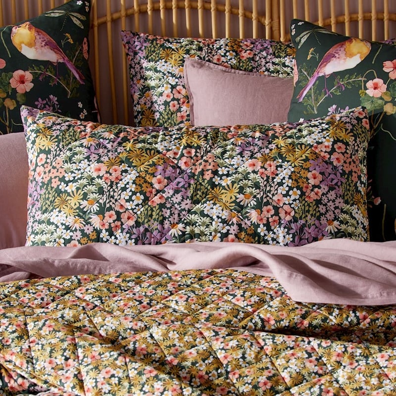 Enchanted Garden Multi Quilted Pillowcase