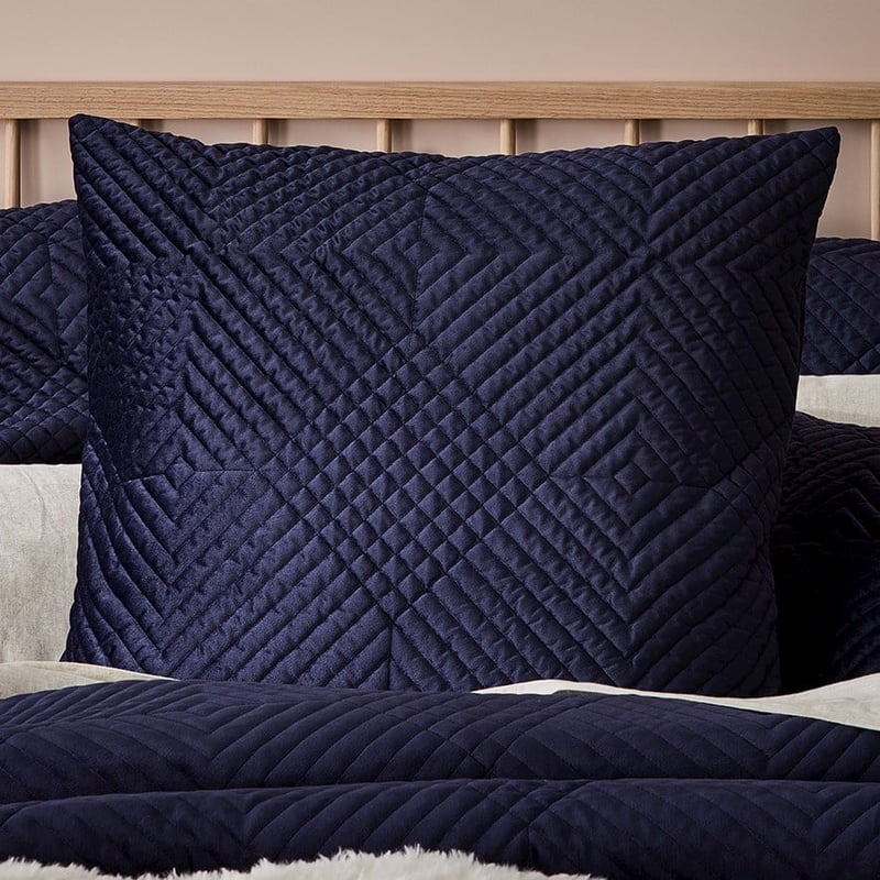 Ellery Velvet Quilted Navy Pillowcase