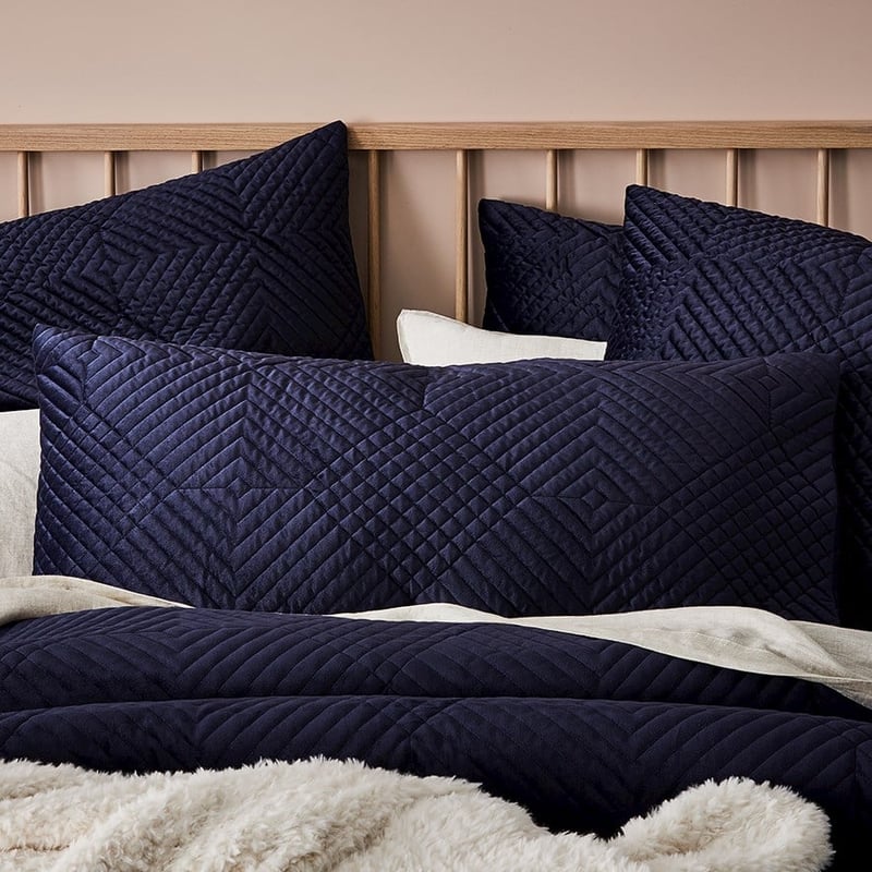 Ellery Velvet Quilted Navy Pillowcase