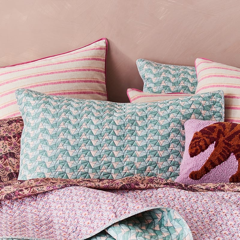 Mumbai Turquoise Quilted Pillowcase