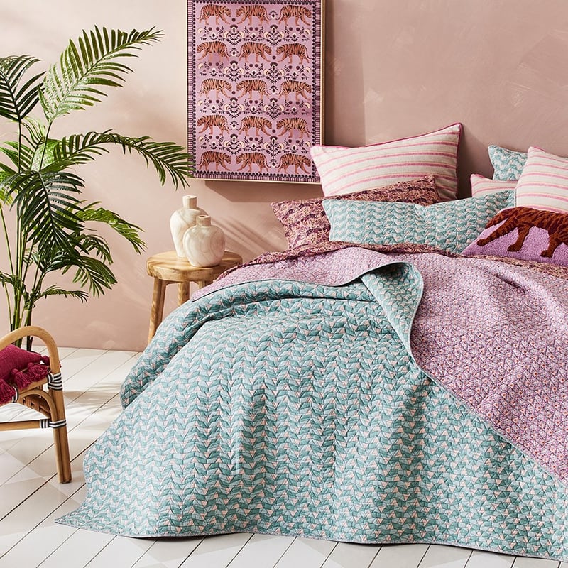 Mumbai Turquoise Quilted Pillowcase