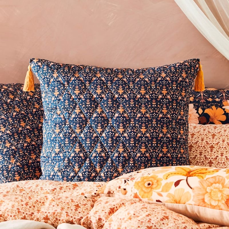 Wandering Folk Dawn Floral Navy Pillowcase