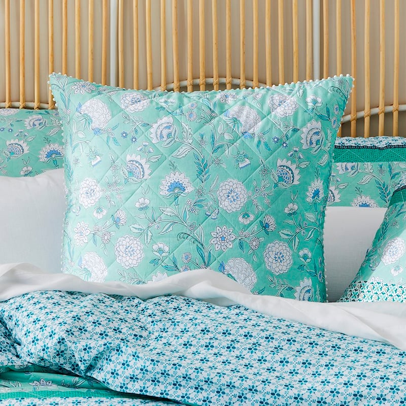 Clara Quilted Turquoise Pillowcase