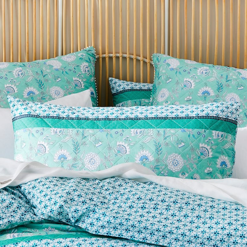 Clara Quilted Turquoise Pillowcase
