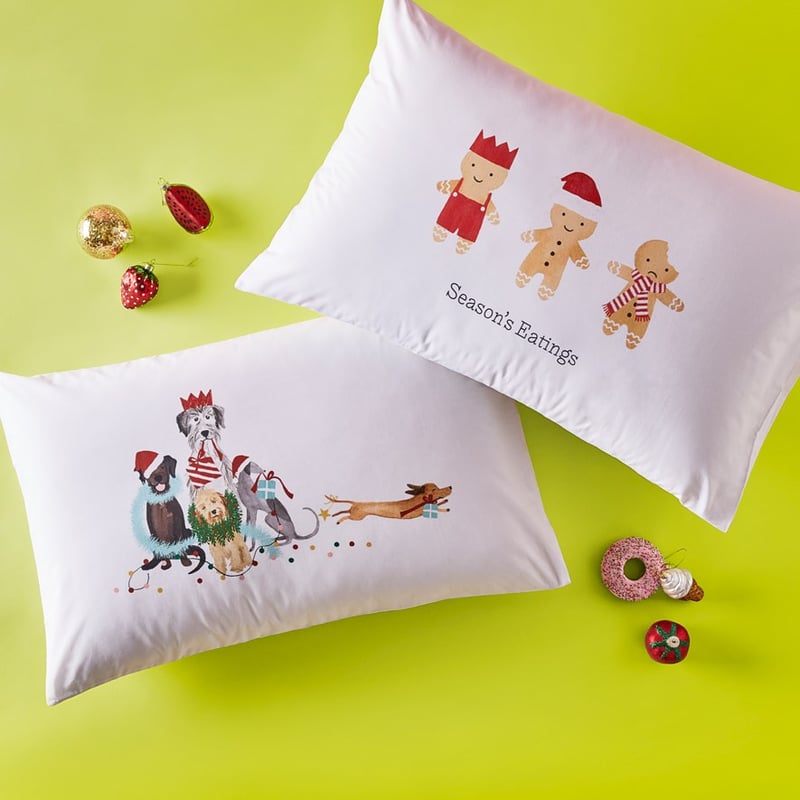 Christmas Dogs Text Pillowcase