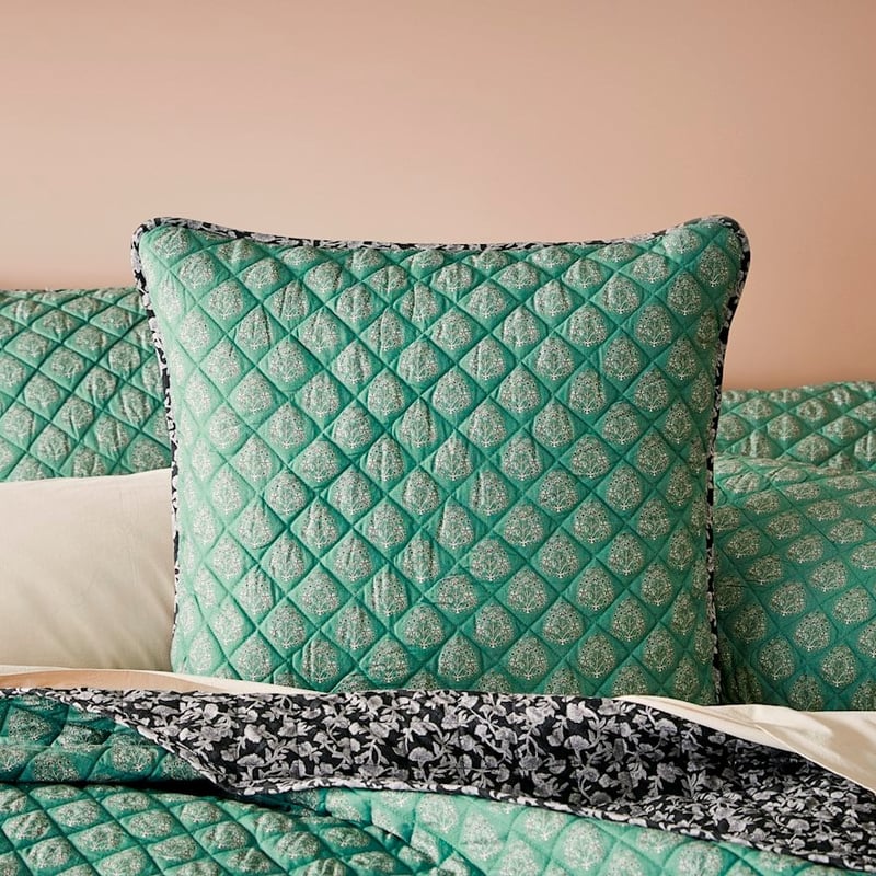 Ravi Green Quilted Pillowcase