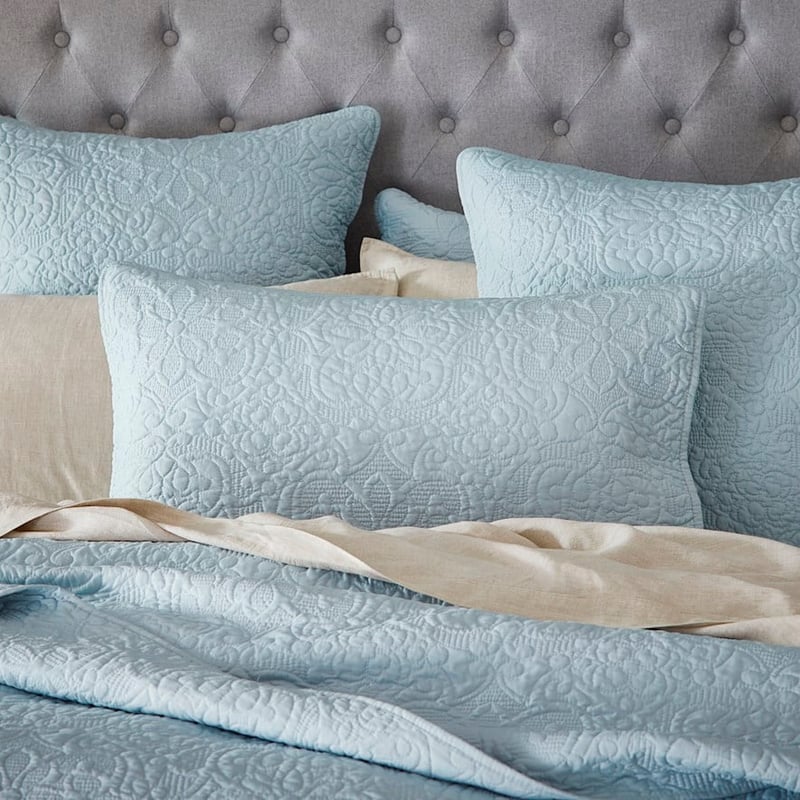 Chloe Ice Blue Quilted Pillowcase
