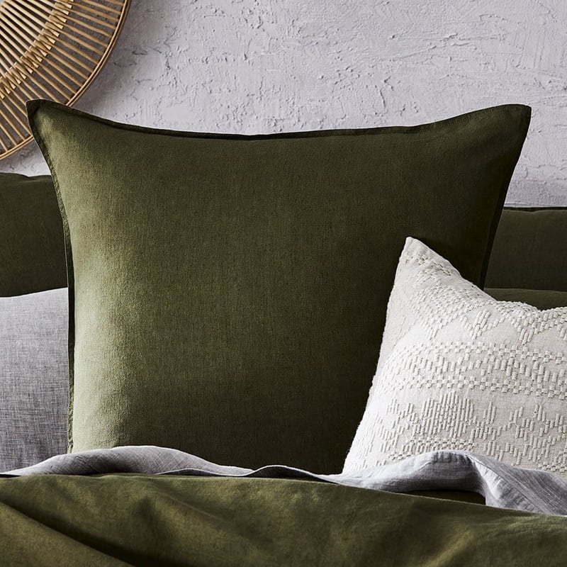 Vintage Washed Linen Moss Pillowcase