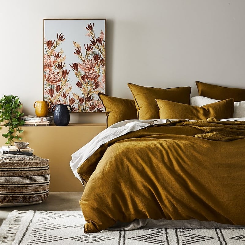 Vintage Washed Linen Olive Oil Pillowcase