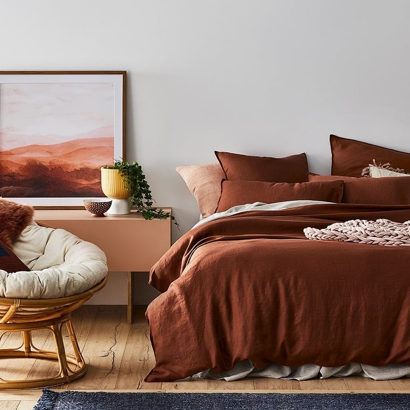 Vintage Washed Linen Paprika Pillowcase