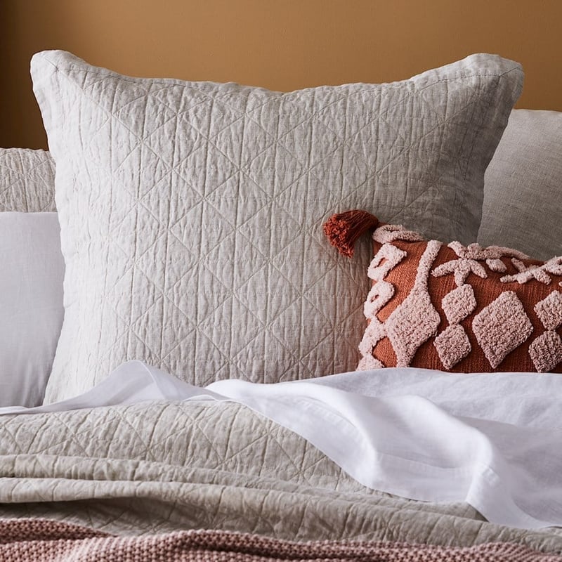 Vintage Washed Linen Linen Quilted Pillowcase