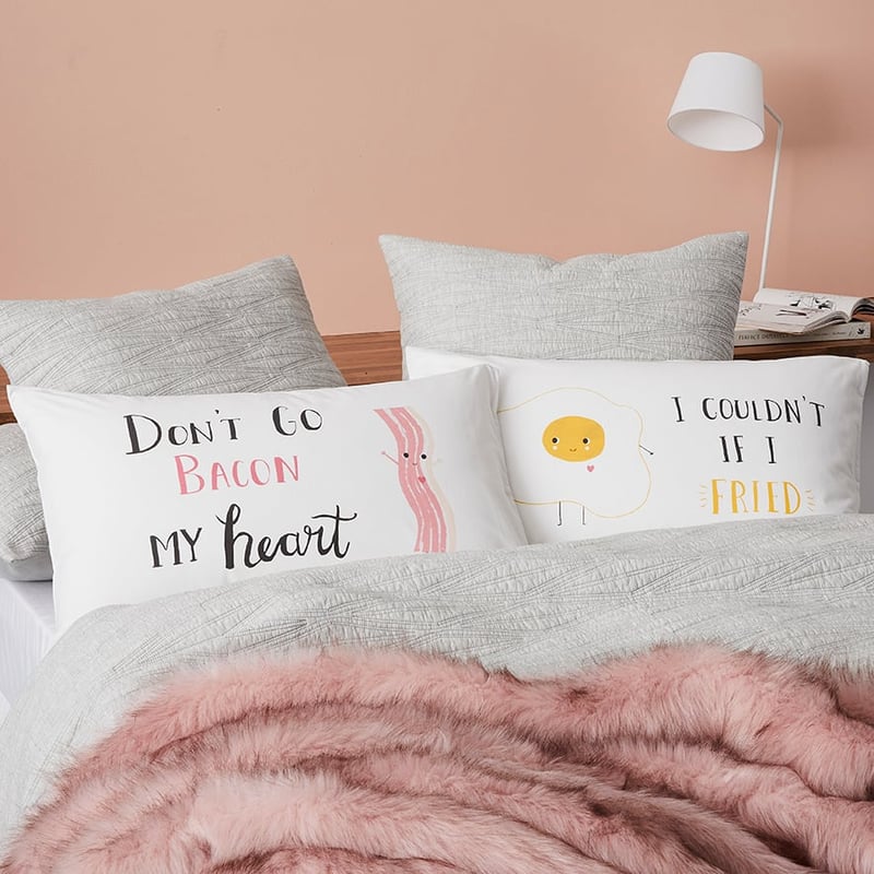 Text Pillowcase Bacon & Egg Pair