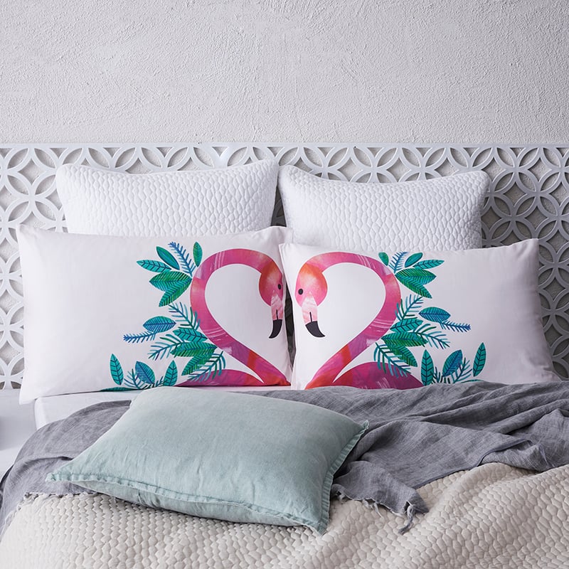 Text Pillowcase Flamingo Pair