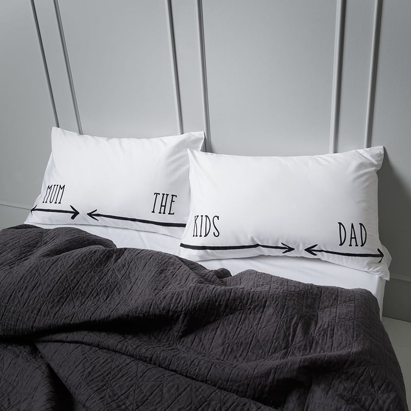 Mum-The Kids-Dad Text Pillowcases 