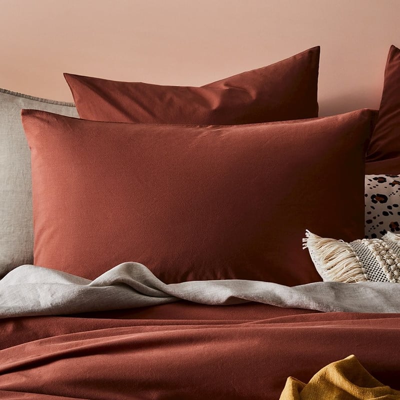 Stonewashed Cotton Clay Pillowcase