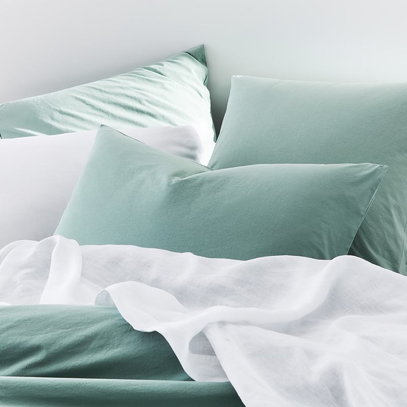 Stonewashed Cotton Greenery Pillowcase