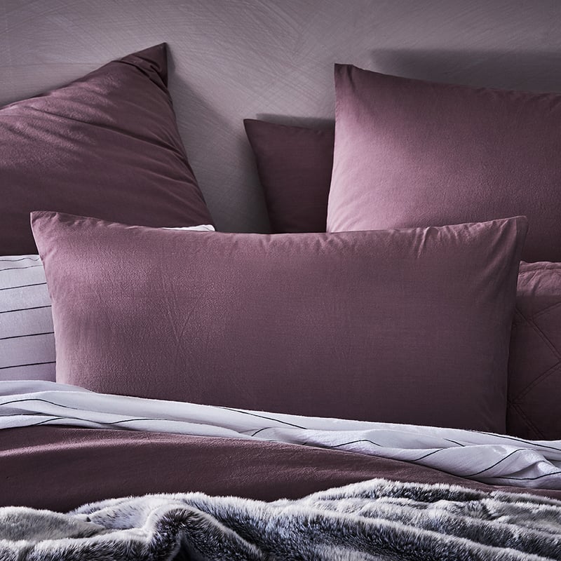Stonewashed Cotton Mauve Pillowcase