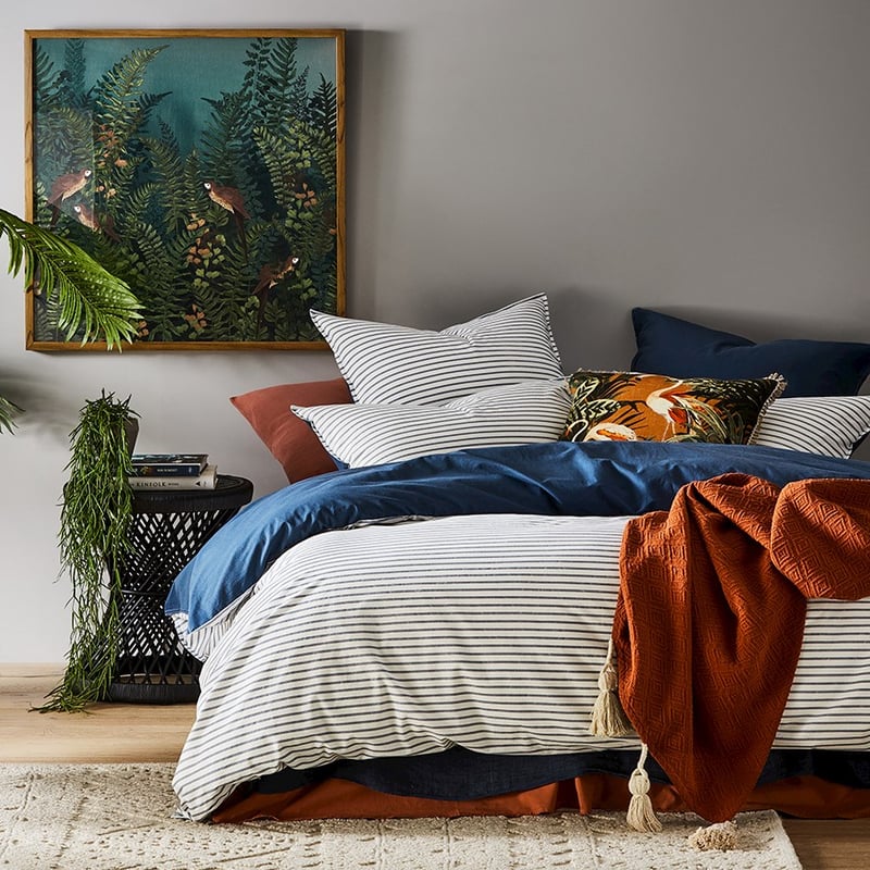 Stonewashed Printed Cotton China Blue Stripe Pillowcase