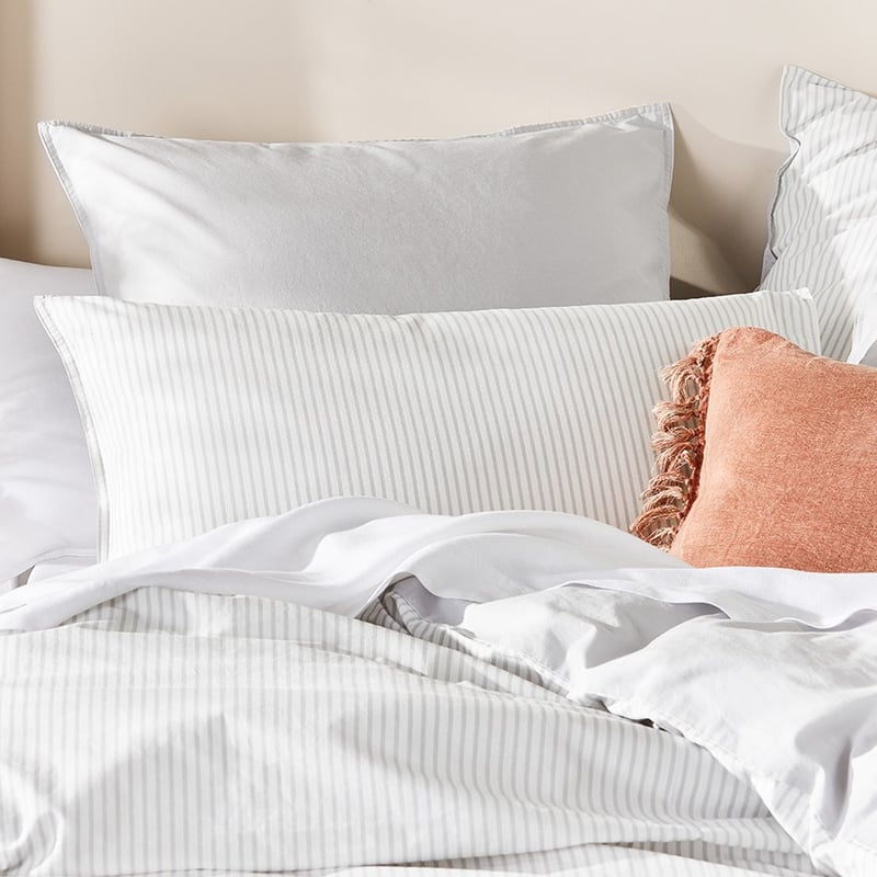 Stonewashed Printed Cotton Cloud Stripe Pillowcase