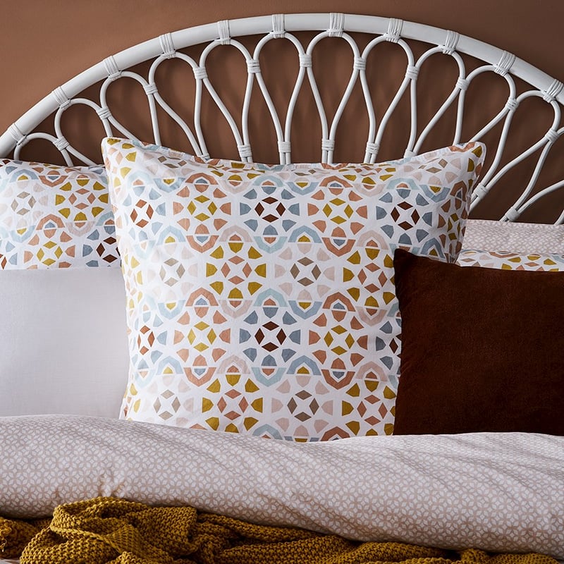 Stonewashed Printed Cotton Moroccan Geo Pillowcase